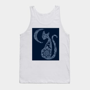Cat and Moon - Silver Tank Top